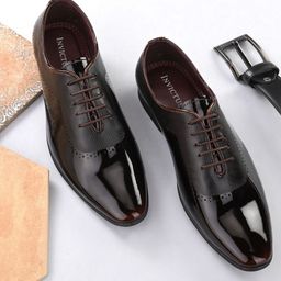 INVICTUS Men Maroon Solid Faux Leather Formal Derby Shoes-image-27