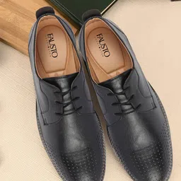 FAUSTO Men Black Solid Formal Derby Shoes-image-9