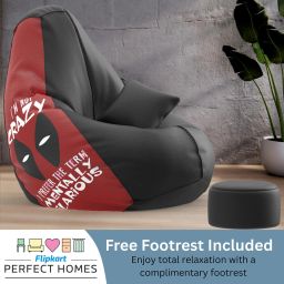 XXXL PatternPuff Bag With Free Cushion and Puffy , I Am Not Crazy-Black Teardrop Bean Bag With Bean Filling-image-47