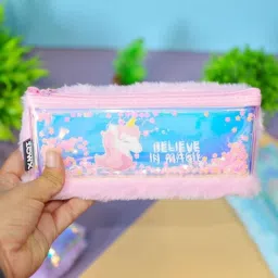 gift for girls Water Pouch with Unicorn water fur pencil pouch Geometry Box-7