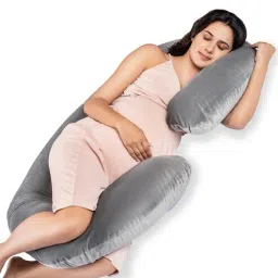 my armor C Shaped Velvet 44 x 27 Inch Pregnancy Pillow in Grey Colour-picture-24