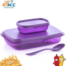 Unbreakable 590Ml Divine Lunch Box Food Grade Plastic BPA-Free, (Purple) 2 Containers Lunch Box-image-16