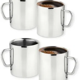Pack of 4 Stainless Steel Double wall Coffee Mug Set of 4 With Handle | Unbreakable Tea & Coffee Mug / Cup-2