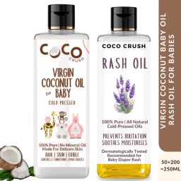Natural Baby Rash Oil & Virgin Coconut Cold Pressed Oil for Massage (50ml+200ml)-image-94