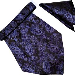 VOICI Men's Paisley Black & Purple Color Cravat-picture-22