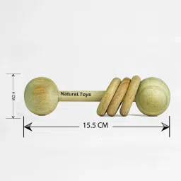 natural.toys Neem Wooden Teether (Dumbbell Rattler+Mouse Teether+Bird Teether+75mm Ring) Teether image 3