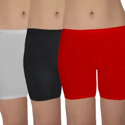 Pack of 3 Solid Women Multicolor Cycling Shorts-image-35
