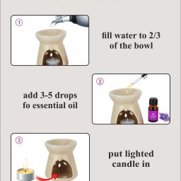 asian aura Ceramic Aroma T-Light Diffuser with 2 10 ML Aroma Oil and 1 Tea Light Candle Diffuser Set image 5