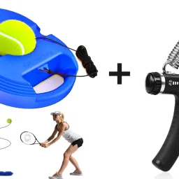 Fitness Combo of Hand Grip with Solo Tennis Training Equipment for Self-Pracitce Tennis Kit-image-34