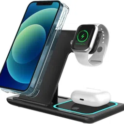 Cokoeye 3 in 1 Fast Wireless Charging Station for iPhone, iWatch, Airdops Charging Pad-image-76