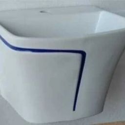 HB :02 Premium Quality Designer Ceramic Shining White Semi Pedistal Wash Basin With SO. Blue Finishing Line Wall Hung Basin-image-42