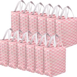 Non-Woven Reusable Zig-Zag Shopping Handbag|Pack of 12|Pink Pack of 12 Grocery Bags-image-95
