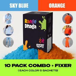Fabric Dye, Sky Blue & Orange, Combo 10 (5+5) Fabric Dye with Fixer-image-20