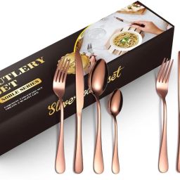 Luxury Rose Gold Stainless Steel Spoon Set for Sophisticated Meals of 2 (8Pcs) Stainless Steel Cutlery Set-image-1