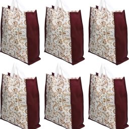 6 Pieces Non Woven Eco-Friendly Reusable Multipurpose Shopping Carry Bags (Maroon) - CTKTC30829 Pack of 6 Grocery Bags-22