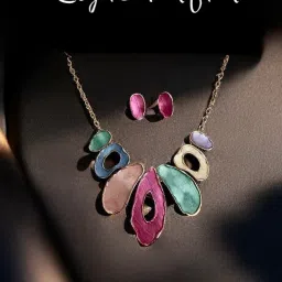 Stainless Steel Gold-plated Multicolor Jewel Set-image-51