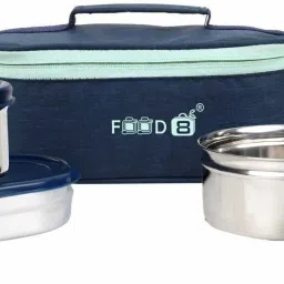 Food8 carry Lunch Box Office with Insulated Soft Line Bag & 400ml Inner Steel 2 Containers Lunch Box-12