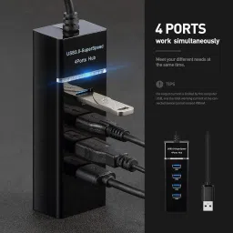 BhalTech 4 Port USB 3.0 Hub Splitter 4 Port USB 3.0 Hub Splitter Portable Mini USB Expander High USB Hub image 4