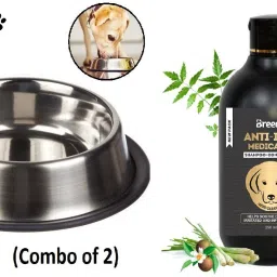 Dog Bowl (Combo of 2) Bowl + (Anti-Itch Shampoo 250ml) (Bowl-750 ml) Steel Pet Bowl-image-10