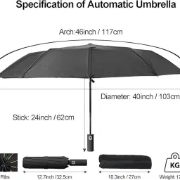 frackson 12 Rib Umbrella Automatic Open with Wind Vent,big size for rain,Windproof Umbrella image 5
