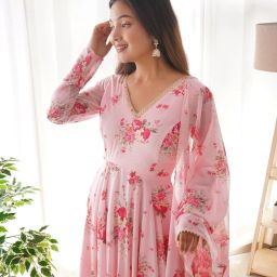 Printed Georgette Stitched Anarkali Gown-image-98