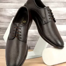 SHOZANIA Men Textured Leather Lightweight Formal Derbys-picture-20