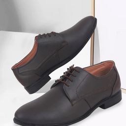 FAUSTO Men Brown Solid Formal Derbys-image-76