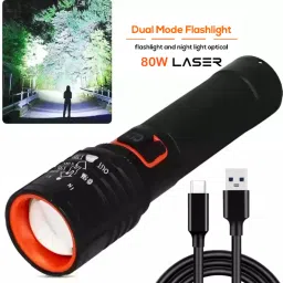 Rechargeable Torch Emergency Light With 4 Mode Light Type C Fast Charging Torch-3
