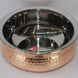 Alluring Homz Copper Steel Serving Handi/Lagan/Bowl ; Tableware(800 ML) 1 Piece Bowl, Dish Serving Set-20