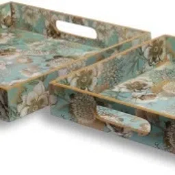 BROWN BIRD, GREEN BG SQUARE SERVING TRAY Tray, Chip & Dip Tray, Plate Serving Set-image-13