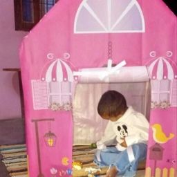 Tent House with Door and Fence – Pink Dollhouse for Girls-image-13