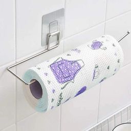 Self Adhesive Tissue Paper Stand Towel Hanger Rack Kitchen Bathroom Steel Toilet Paper Holder-image-81