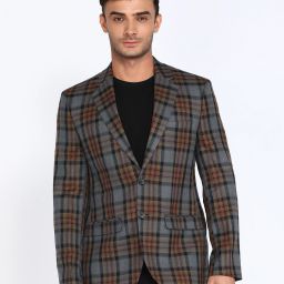 Men Checkered Single Breasted Formal Blazer-image-44