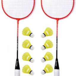 Booster Badminton Set Of 2 Piece Badminton Racquet with 8 Piece Nylon Shuttle Badminton Kit-image-11