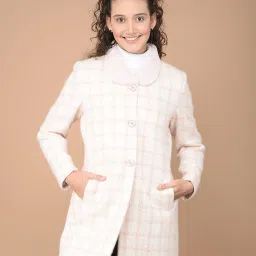 Polyester Blend Checkered Coat For Women-image-60