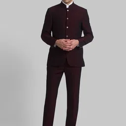 raymond Men 5BTN BANDGALA WID PIPING - CONT FIT Self Design Suit-picture-35