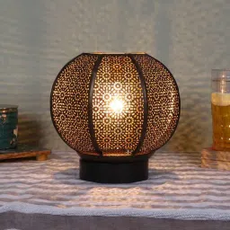 new era Etched Metal Night Lamp with Metal Shade (Antique Gold & Gold)-picture-31