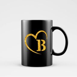 Creative Golden Heart Letter Alphabet B For Girls wife husband girlfriend boyfriend Mom Dat on Birthday Valentines Day and Anniversary White Ceramic 330ML Ceramic Coffee Mug-image-41