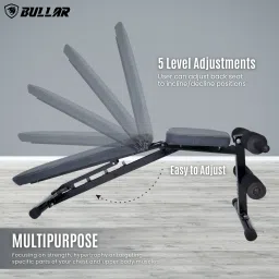 bullar Adjustable bench Incline, Decline and Flat Bench for home gym and multipurpose Multipurpose Fitness Bench image 2