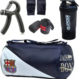 15 L Gym Duffel Bag - Combo Set of Gym Bag with Gloves with Wrist Band and shaker Bottle hand gripper - White-image-78