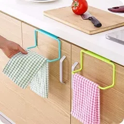 Kitchen Napkin Holder Plastic Cupboard Over Door Kitchen Towel Hanger 2 PCS Multi Color Towel Holder-image-16