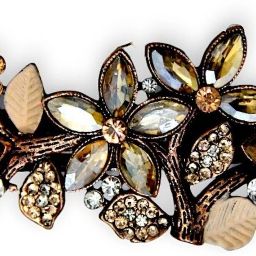 Stylish Hair Clutcher with Rhinestone Flower and Enamel Multicolour Leaf Hair Pin-image-42