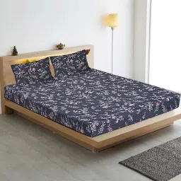 210 TC Cotton Double Floral Fitted (Elastic) Bedsheet-image-59