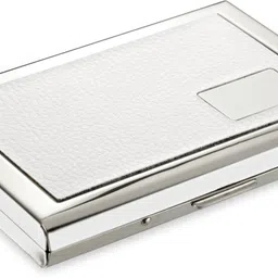 flipkart smartbuy High Quality Executive Steel White Leather Piece Matt Silver Finish ATM/ID/Visiting SUPER SLEEK, Sturdy 6 Card Holder-picture-35