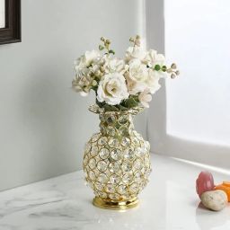 Metal Crystal Vase Flower Pot Crystal Flower Basket-image-10