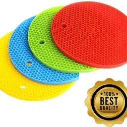 ST-4C-RGBY Non-slip Honeycomb Textured Silicone Trivet-38