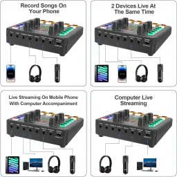 mocking bird Audio Interface with DJ Mixer Live Digital Sound Card Effects and Voice Changer USB External Audio Mixer Sound Board Dual Channel Multifunctional Sound Mixer image 4