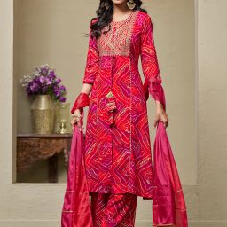 Women Viscose Rayon Kurta Palazzo Dupatta Set-image-3