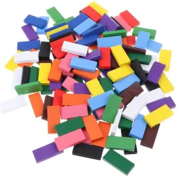 crazycrafts wooden dominoes blocks 10 Colours pack of 100 for kids toy Colorful & intellectual learning game lightweight wood and sturdy design gift set for boys and girls (Multicolored) image 3