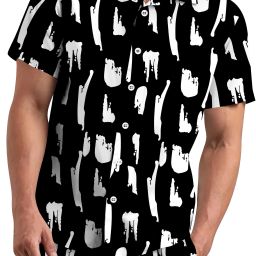Men Night Suit Set Black Printed-image-43